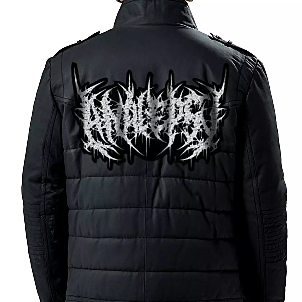 Analepsy Logo Patched Geniune Leather Jacket, Brutal Death Metal Merchandise