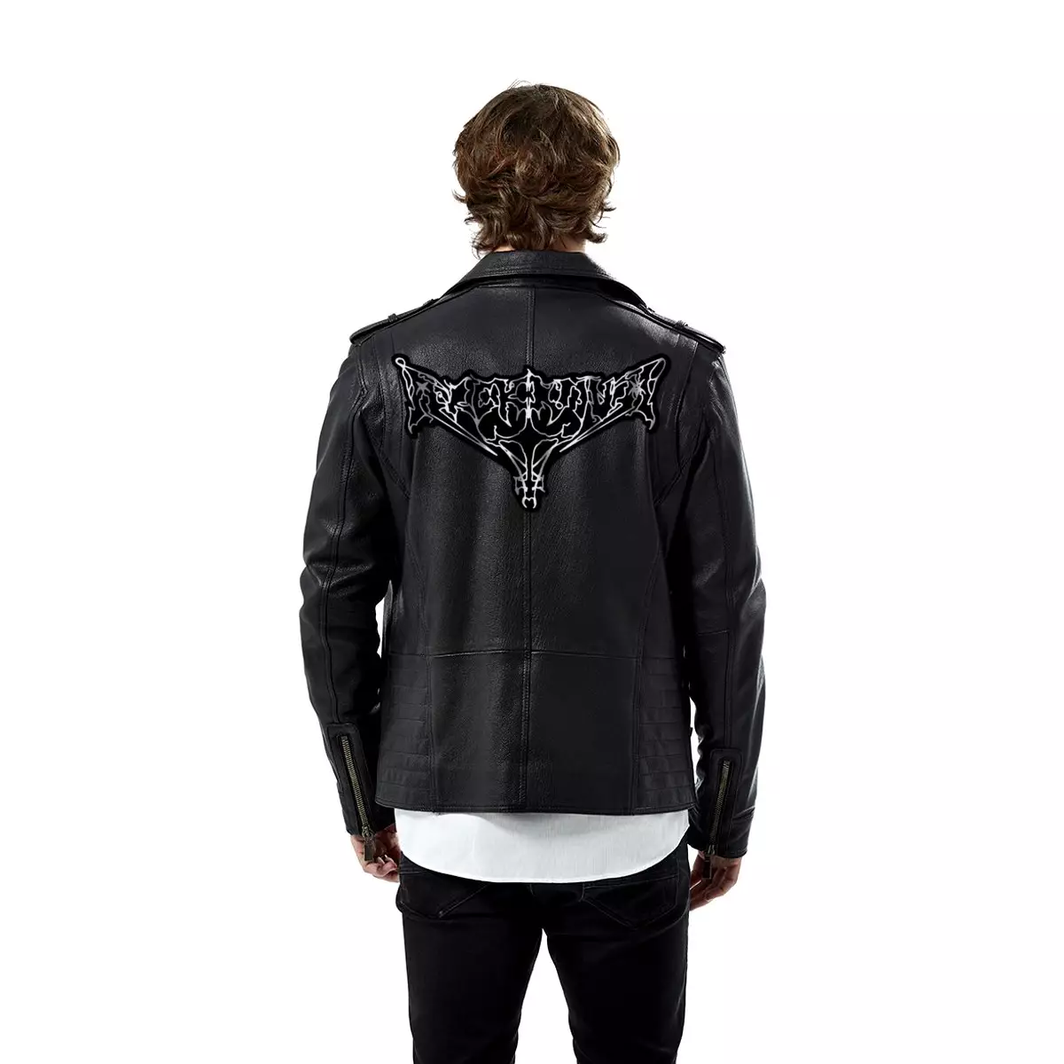 Arckanum Logo Patched Geniune Leather Jacket, Black Metal Merchandise - Image 2