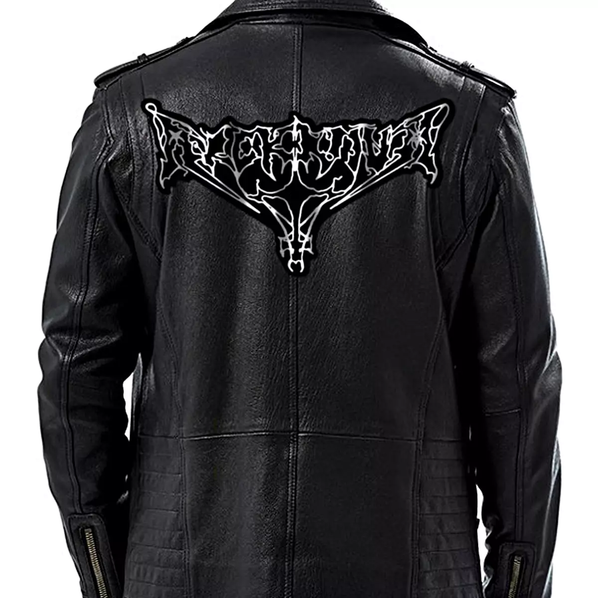 Arckanum Logo Patched Geniune Leather Jacket, Black Metal Merchandise