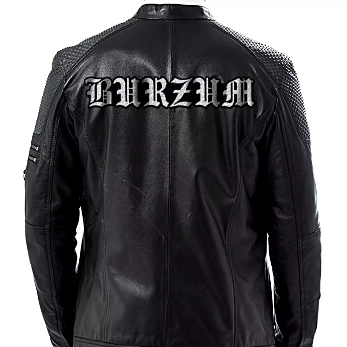Burzum Logo Patched Geniune Leather Jacket, Black Metal Merchandise