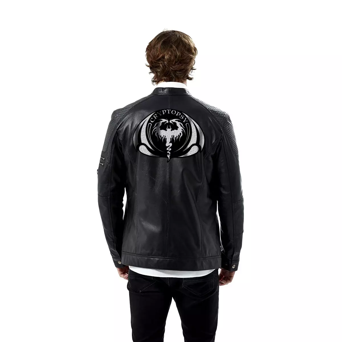 Cryptopsy Logo Patched Geniune Leather Jacket, Death Metal Merchandise - Image 2