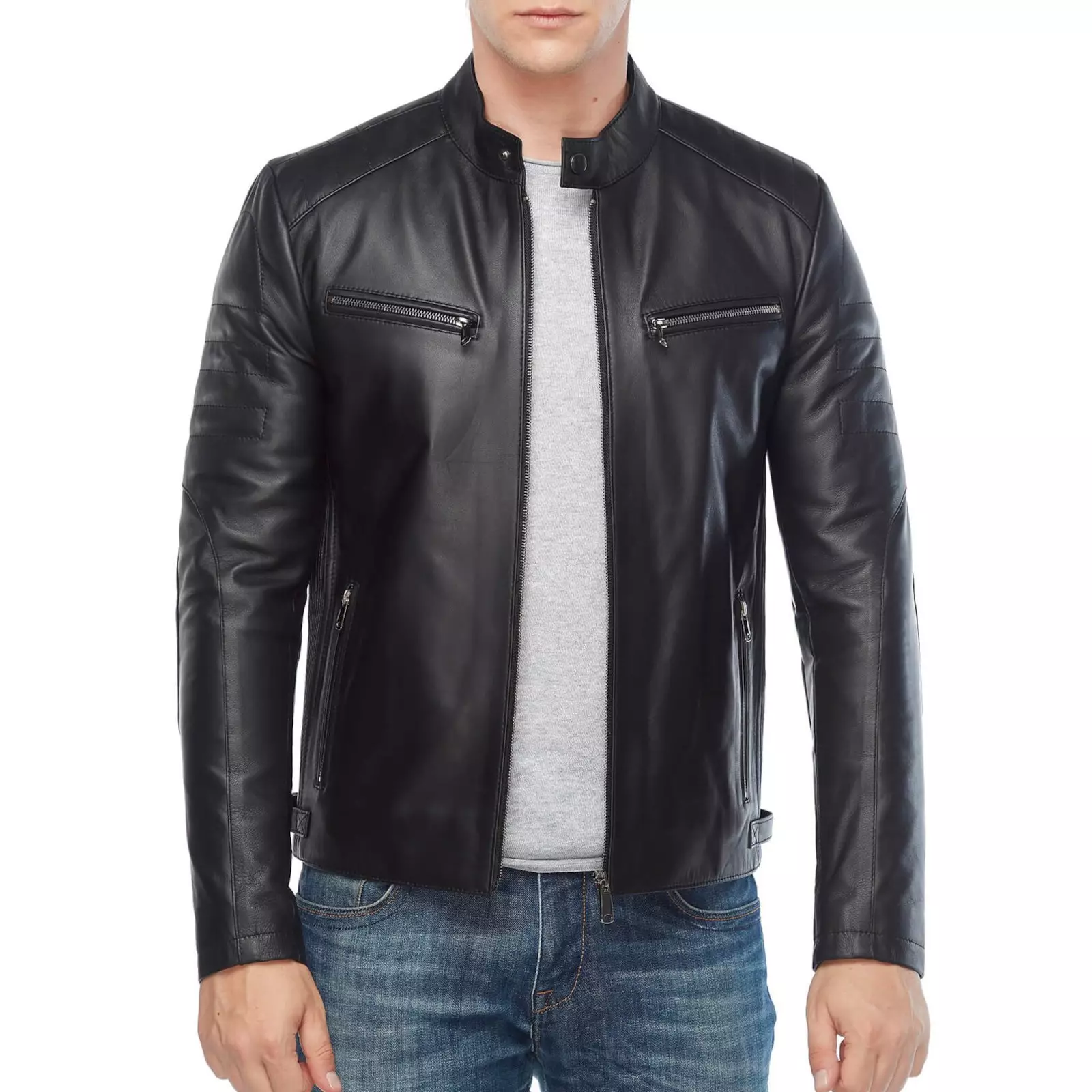 Goat Artwork Patched Black Genuine Leather Jacket, Black Metal Merchandise - Image 2