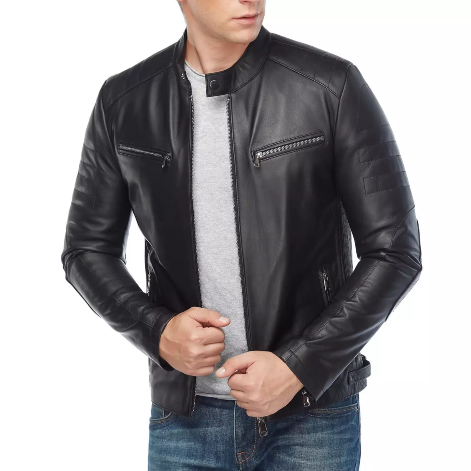 Goat Artwork Patched Black Genuine Leather Jacket, Black Metal Merchandise - Image 3