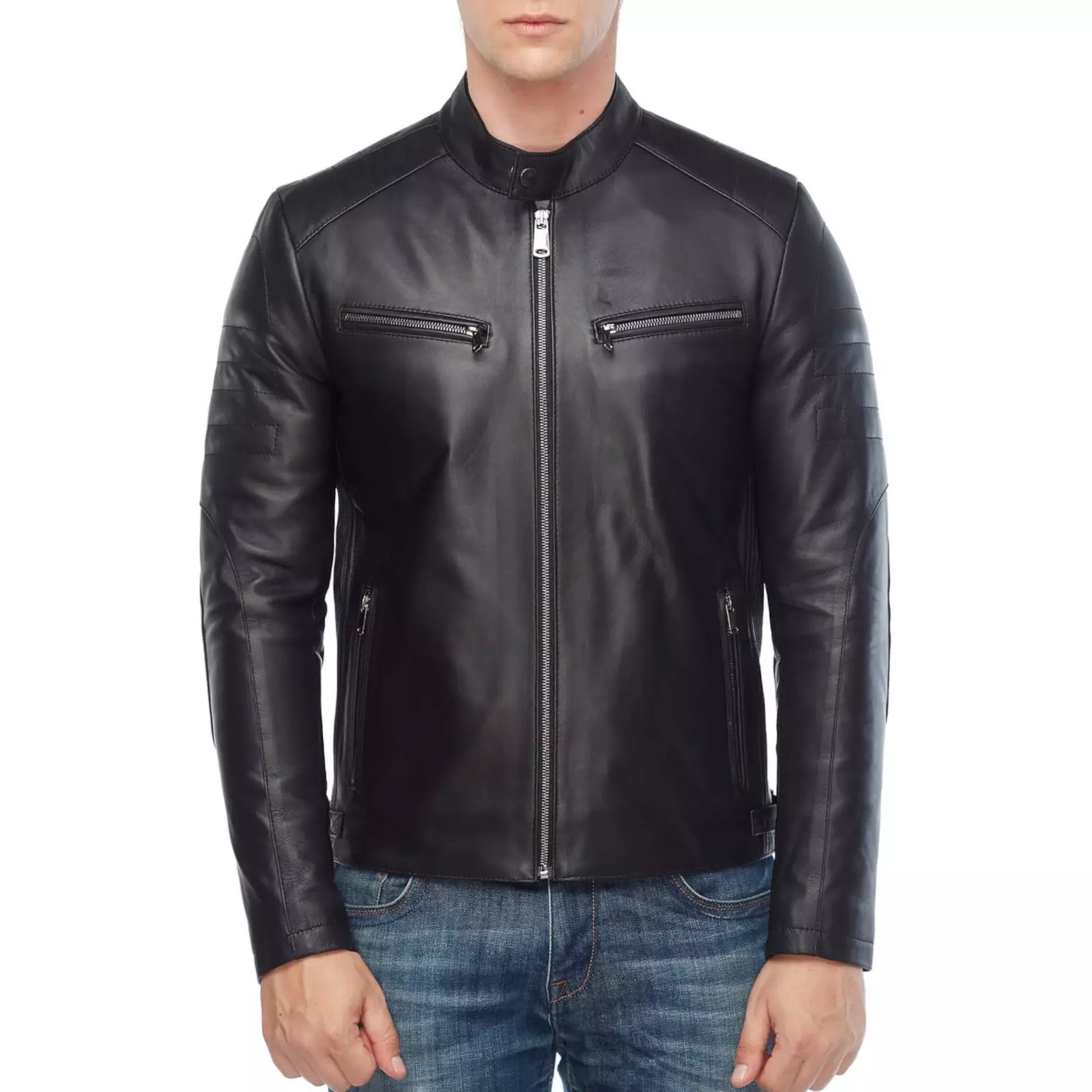 Goat Artwork Patched Black Genuine Leather Jacket, Black Metal Merchandise - Image 4