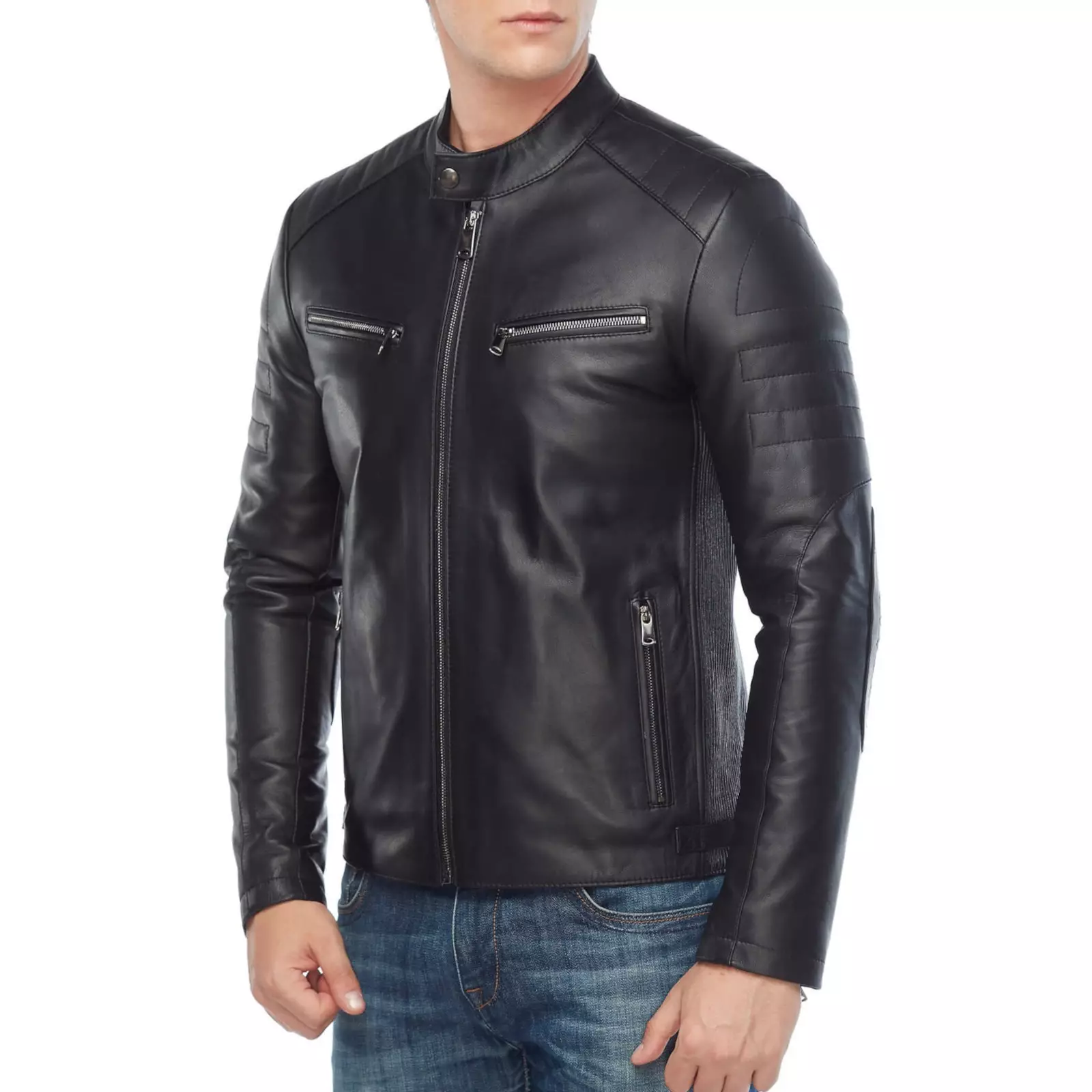 Goat Artwork Patched Black Genuine Leather Jacket, Black Metal Merchandise - Image 5