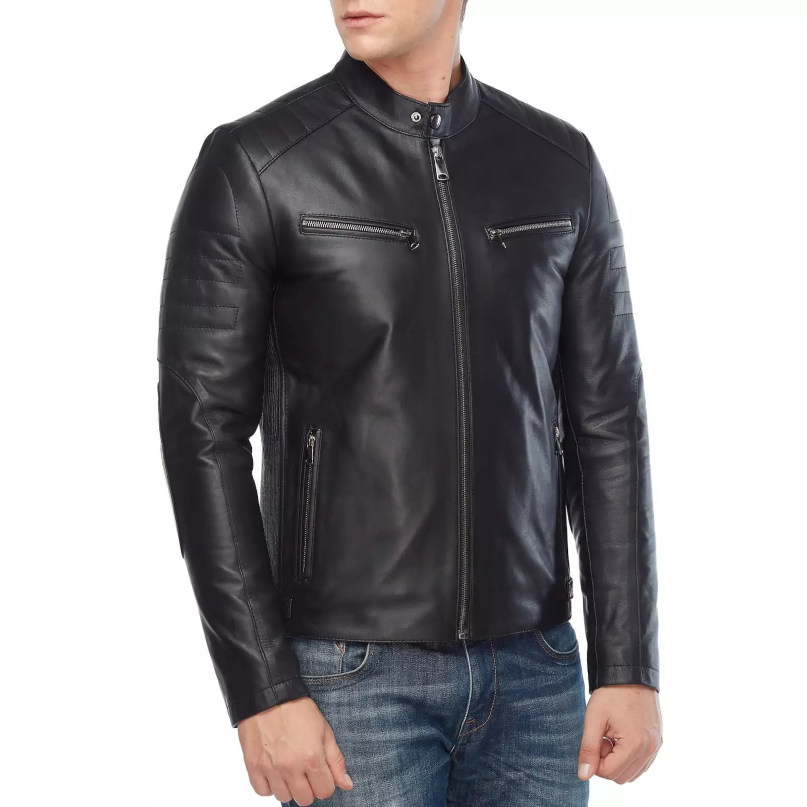 Goat Artwork Patched Black Genuine Leather Jacket, Black Metal Merchandise - Image 6