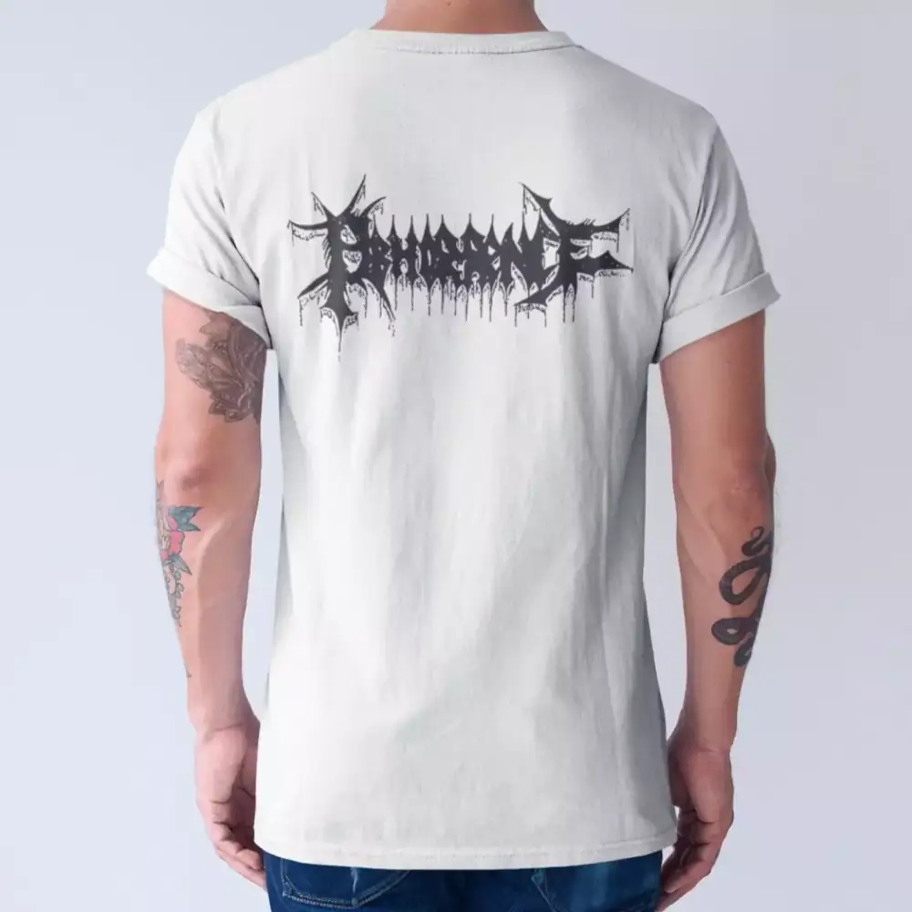 Abhorrence Band T-Shirt, Abhorrence Logo White Tee Shirt, Death Metal Merch - Image 3