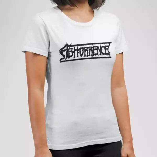 Abhorrence Band TShirt, Abhorrence Logo White Tee Shirt, Death Metal