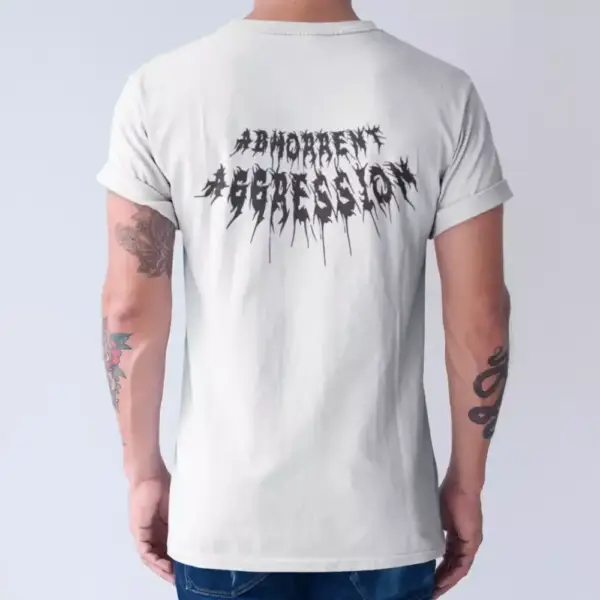 Abhorrent Aggression Band T-Shirt, Abhorrent Aggression Logo White Tee Shirt, Death Metal Merch
