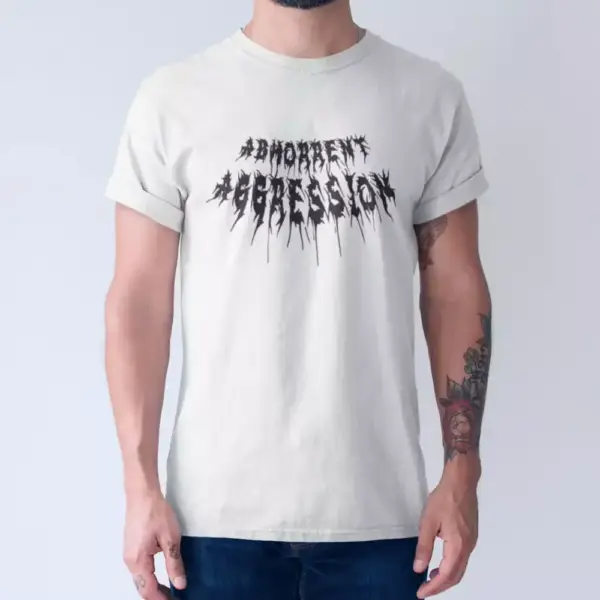 Abhorrent Aggression Band T-Shirt, Abhorrent Aggression Logo White Tee Shirt, Death Metal Merch - Image 2