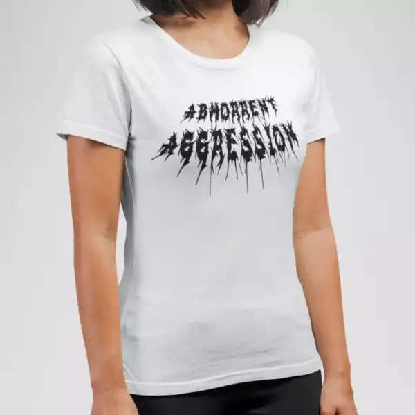 Abhorrent Aggression Band T-Shirt, Abhorrent Aggression Logo White Tee Shirt, Death Metal Merch - Image 4
