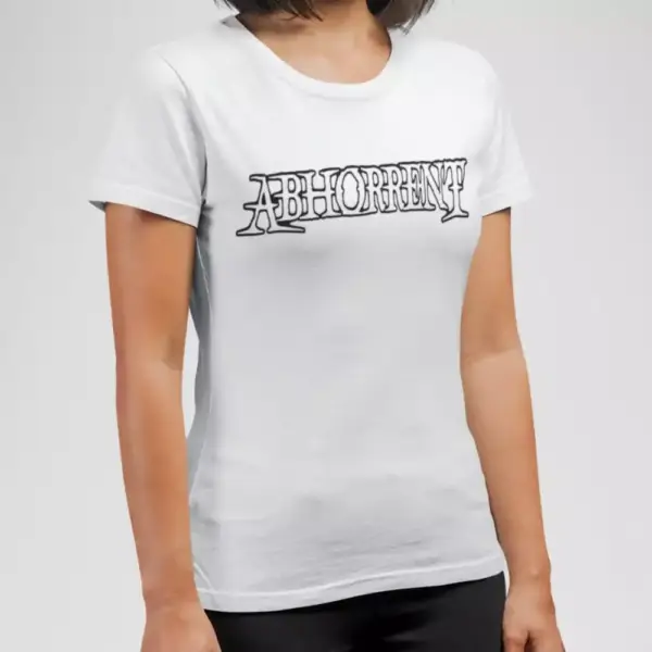 Abhorrent Band T-Shirt, Abhorrent Logo White Tee Shirt, Thrash Metal Merch