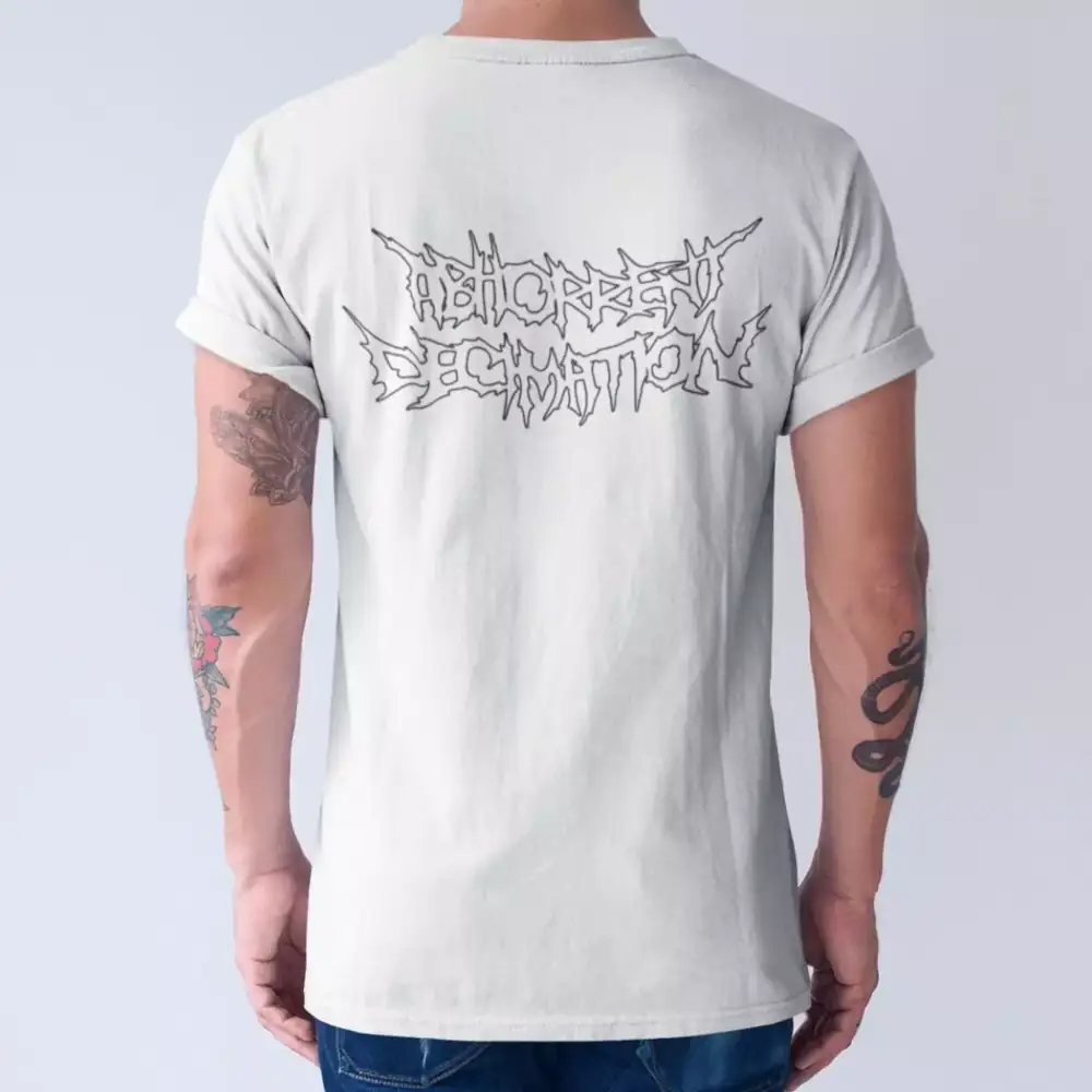 Abhorrent Decimation Band T-Shirt, Abhorrent Decimation Logo White Tee Shirt, Death Metal Merch - Image 3