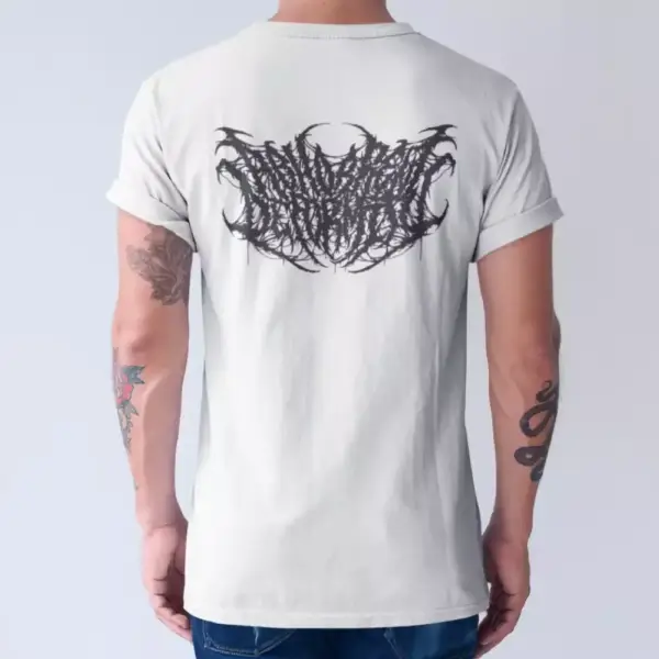Abhorrent Deformity Band T-Shirt, Abhorrent Deformity Logo White Tee Shirt, Death Metal Merch - Image 4