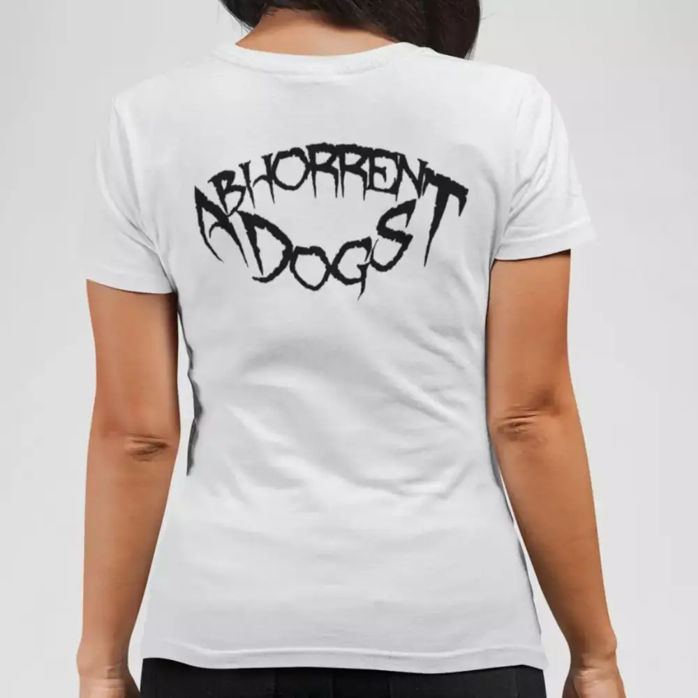Abhorrent Dogs Band T-Shirt, Abhorrent Dogs Logo White Tee Shirt, Symphonic Black Metal Merch - Image 2