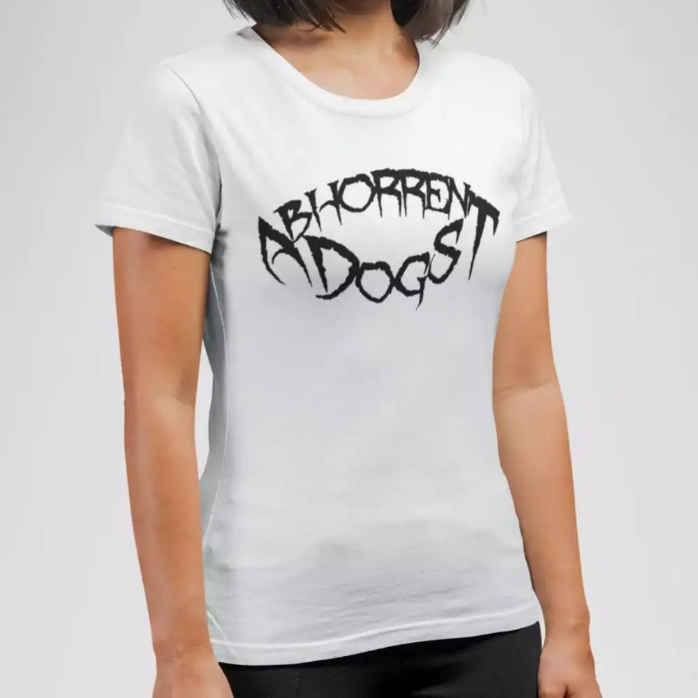 Abhorrent Dogs Band T-Shirt, Abhorrent Dogs Logo White Tee Shirt, Symphonic Black Metal Merch