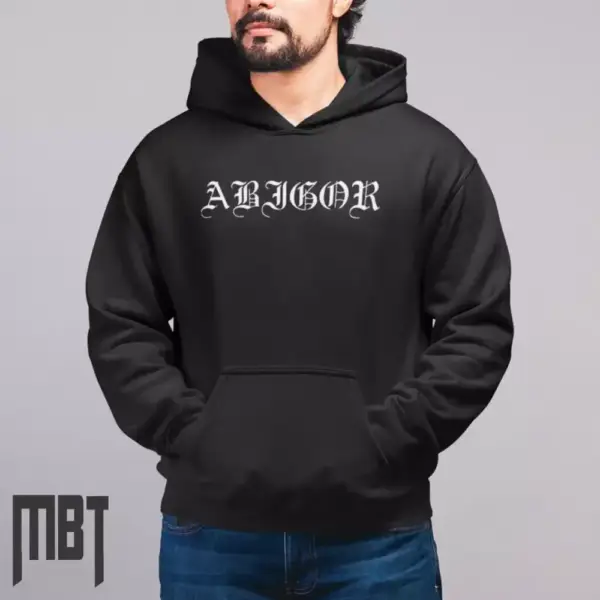 Abigor Band Hoodie, Abigor Text Logo Hooded Sweatshirt, Black Metal Merch
