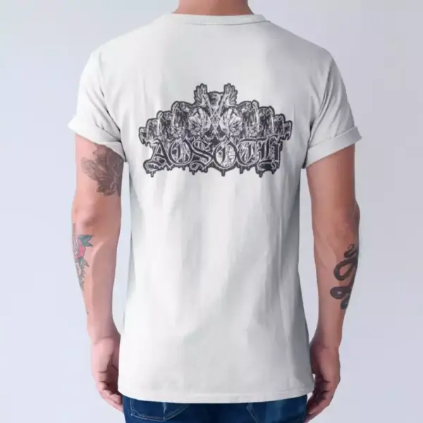 Aosoth Band T-Shirt, Aosoth Logo White Tee Shirt, Black Metal, France - Image 3