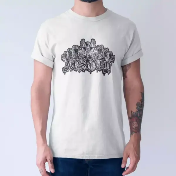 Aosoth Band T-Shirt, Aosoth Logo White Tee Shirt, Black Metal, France - Image 4