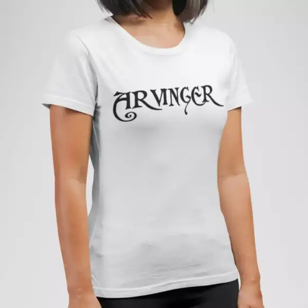 Arvinger Band T-Shirt, Arvinger Logo White Tee Shirt, Folk Metal, Viking Metal, Black Metal Merchandise - Image 4