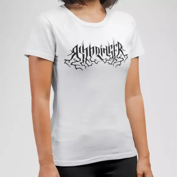 Ashbringer Band T-Shirt, Ashbringer Logo White Tee Shirt, Atmospheric Black Metal Merchandise - Image 4