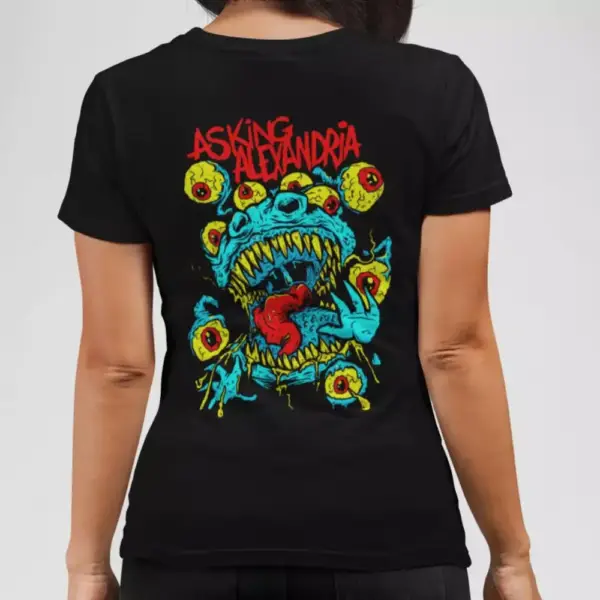 Asking Alexandria Band T-Shirt, Asking Alexandria Artwork Black Tee Shirt, Metalcore, Heavy Metal, Hard Rock Merchandise