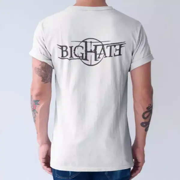BigHate Band T-Shirt, BigHate Logo White Tee Shirt, Death Metal, Groove Metal Merchandise - Image 4