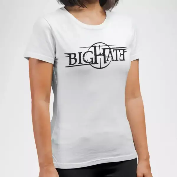 BigHate Band T-Shirt, BigHate Logo White Tee Shirt, Death Metal, Groove Metal Merchandise