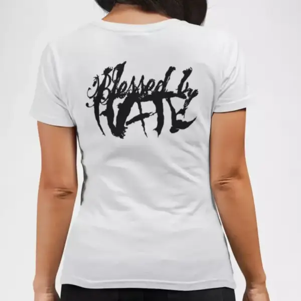 Blessed by Hate Band T-Shirt, Blessed by Hate Logo White Tee Shirt, Metalcore, Deathcore Merchandise