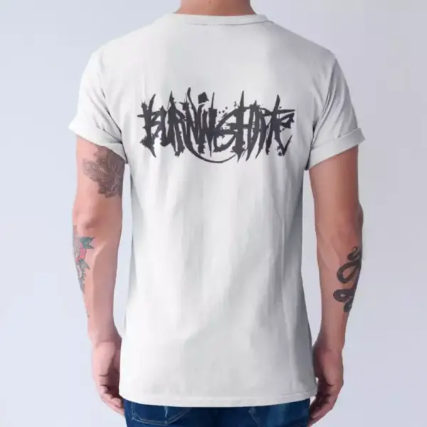 Burning Hate Band T-Shirt, Burning Hate Logo White Tee Shirt, Melodic Death Metal Merchandise - Image 2