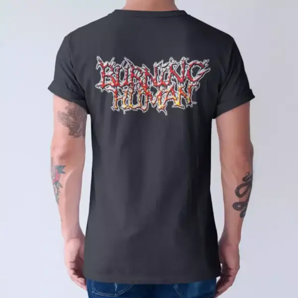 Burning Human Band T-Shirt, Burning Human Logo Black Tee Shirt, Death Metal Merchandise - Image 2