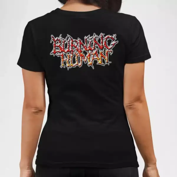 Burning Human Band T-Shirt, Burning Human Logo Black Tee Shirt, Death Metal Merchandise - Image 4