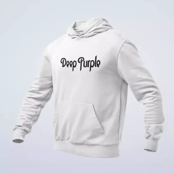 Deep Purple Hoodie, Deep Purple Logo White Hoodie, Hard Rock Merchandise