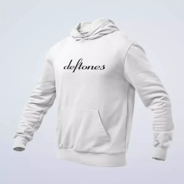 Deftones Hoodie, Deftones Band Logo White Hoodie, Alternative Metal Merchandise