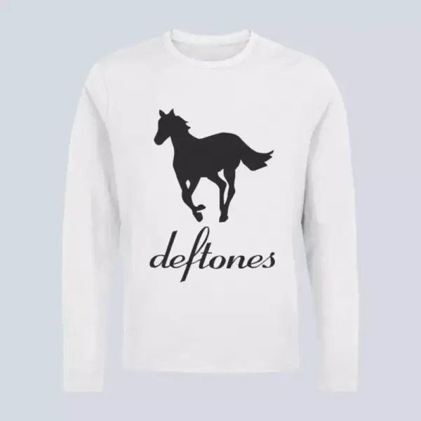 Deftones Longsleeve T-Shirt, Deftones Band Logo White Long Sleeve, Alternative Metal Merchandise