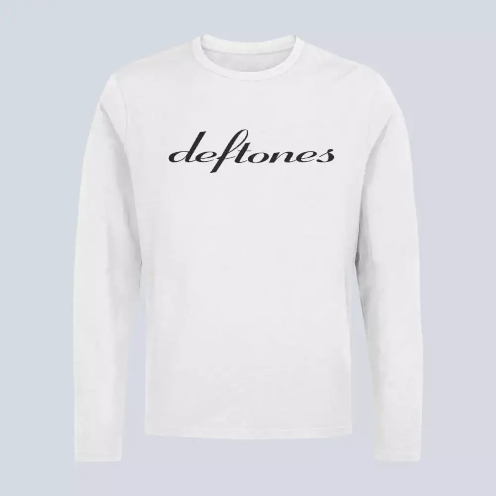 Deftones Longsleeve T-Shirt, Deftones Band Logo White Long Sleeve, Alternative Metal Merchandise