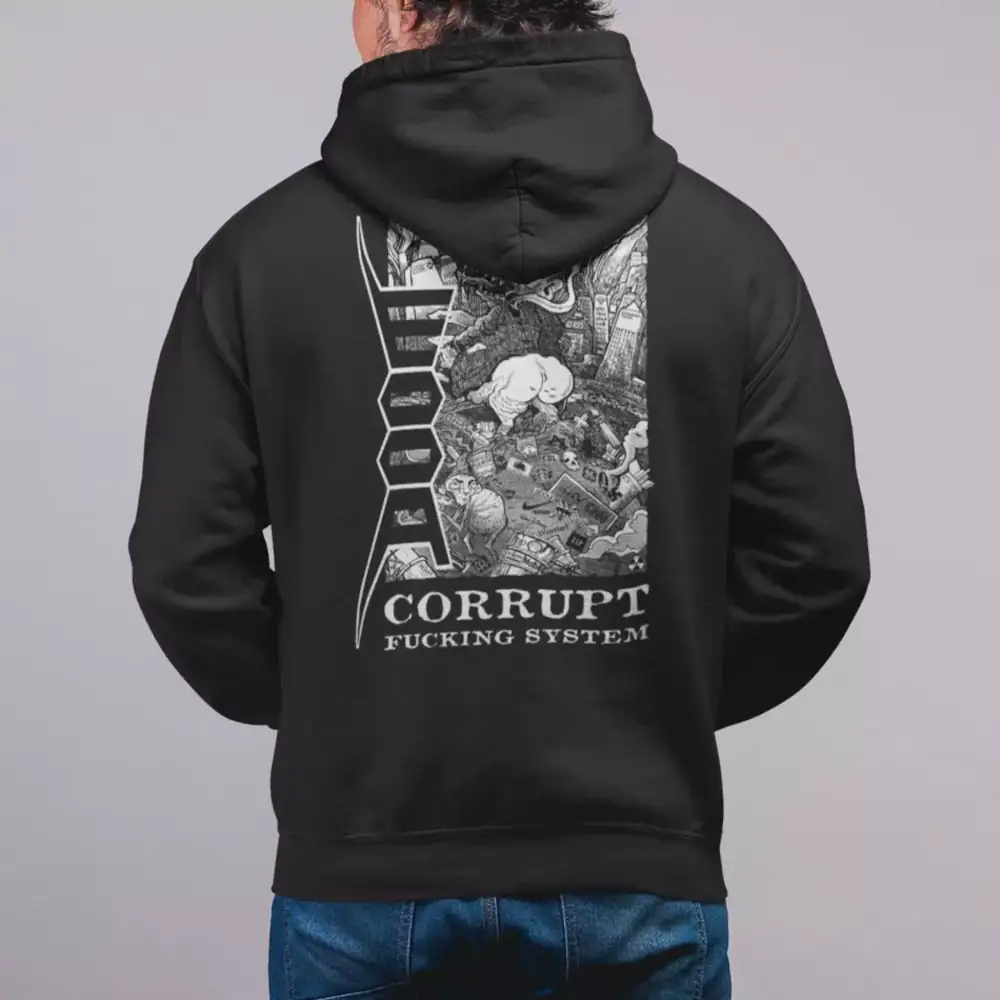 Doom Hoodie, Doom Corrupt Fucking System Hooded Sweatshirt - Image 2