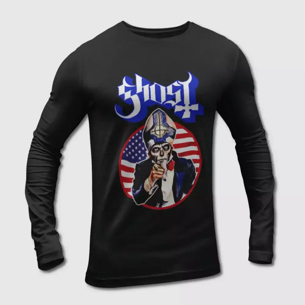 Ghost Long Sleeve T-Shirt, Ghost in United States Long Sleeve Tee-Shirt, Heavy Metal Merch
