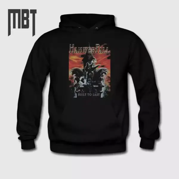 HammerFall Band Hoodie, HammerFall Built To Last Cover Hooded Sweatshirt, Heavy Metal Merch