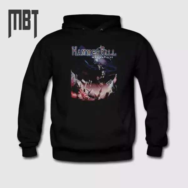HammerFall Band Hoodie, HammerFall Masterpieces Cover Hooded Sweatshirt, Heavy Metal Merch