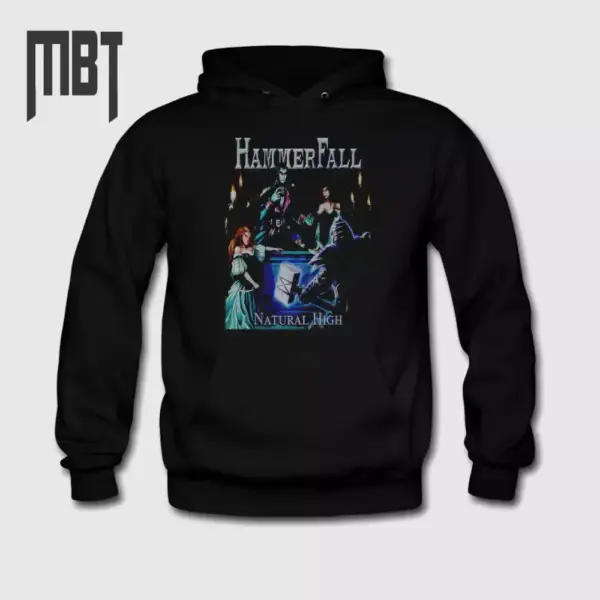 HammerFall Band Hoodie, HammerFall Natural High Cover Hooded Sweatshirt, Heavy Metal Merch