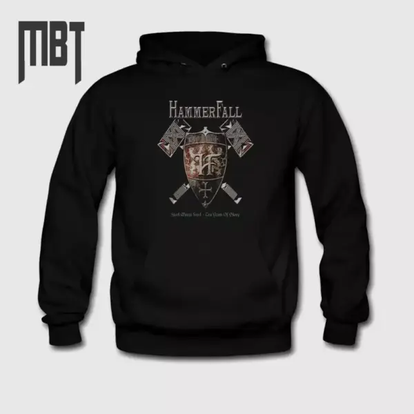 HammerFall Band Hoodie, HammerFall Steel Meets Steel Cover Hooded Sweatshirt, Heavy Metal Merch