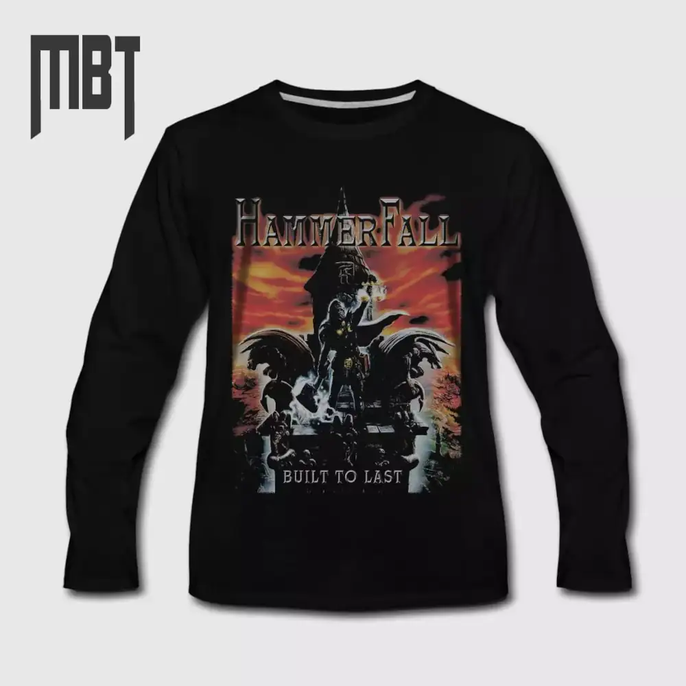HammerFall Band Long Sleeve T-Shirt, HammerFall Built To Last Cover Long Sleeve Tee-Shirt, Heavy Metal Merch
