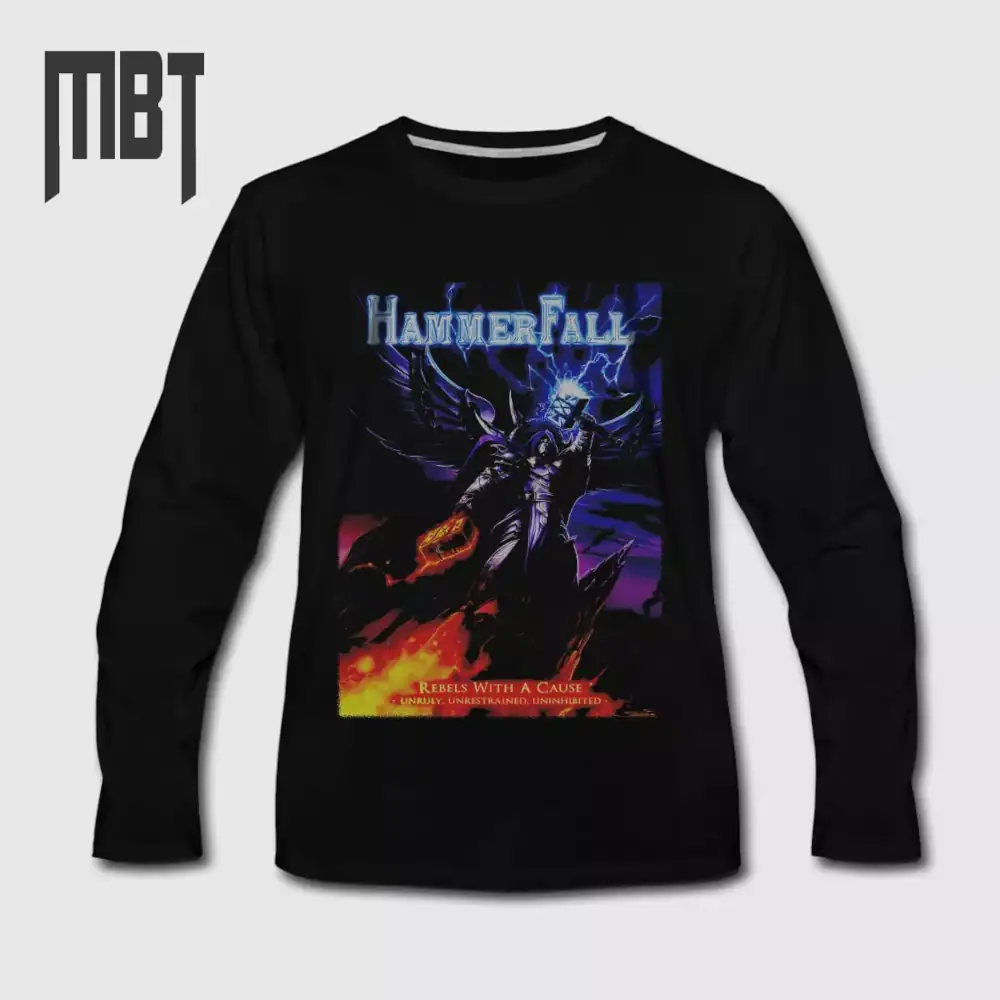 HammerFall Band Long Sleeve T-Shirt, HammerFall Rebels With a Cause Cover Long Sleeve Tee-Shirt, Heavy Metal Merch