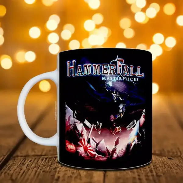 HammerFall Band Mug, HammerFall Masterpieces Cover Coffee Mug, Heavy Metal Merch