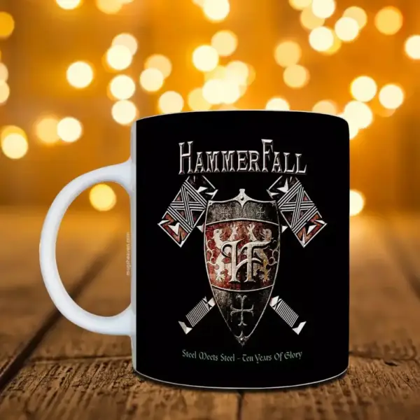 HammerFall Band Mug, HammerFall Steel Meets Steel Cover Coffee Mug, Heavy Metal Merch