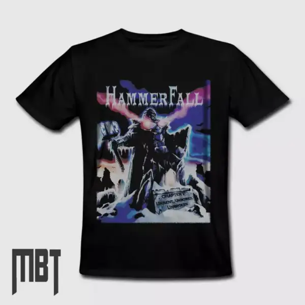 HammerFall Band T-Shirt, HammerFall Chapter V - Unbent Unbowed Unbroken Cover Tee-Shirt, Heavy Metal Merch