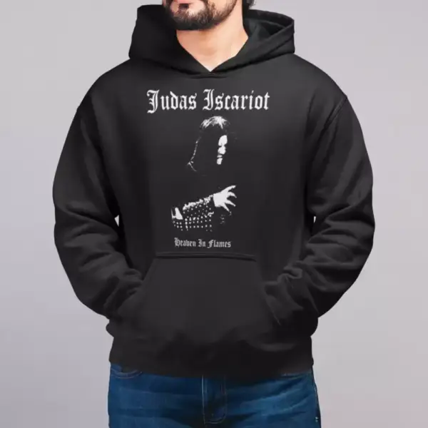Judas Iscariot Hoodie, Judas Iscariot Heaven In Flames Hooded Sweatshirt, Metal Merch, Black Metal