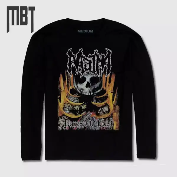 Maim Band Long Sleeve T-Shirt, Maim Deceased to Exist Cover Long Sleeve Tee-Shirt, Death Metal Merch