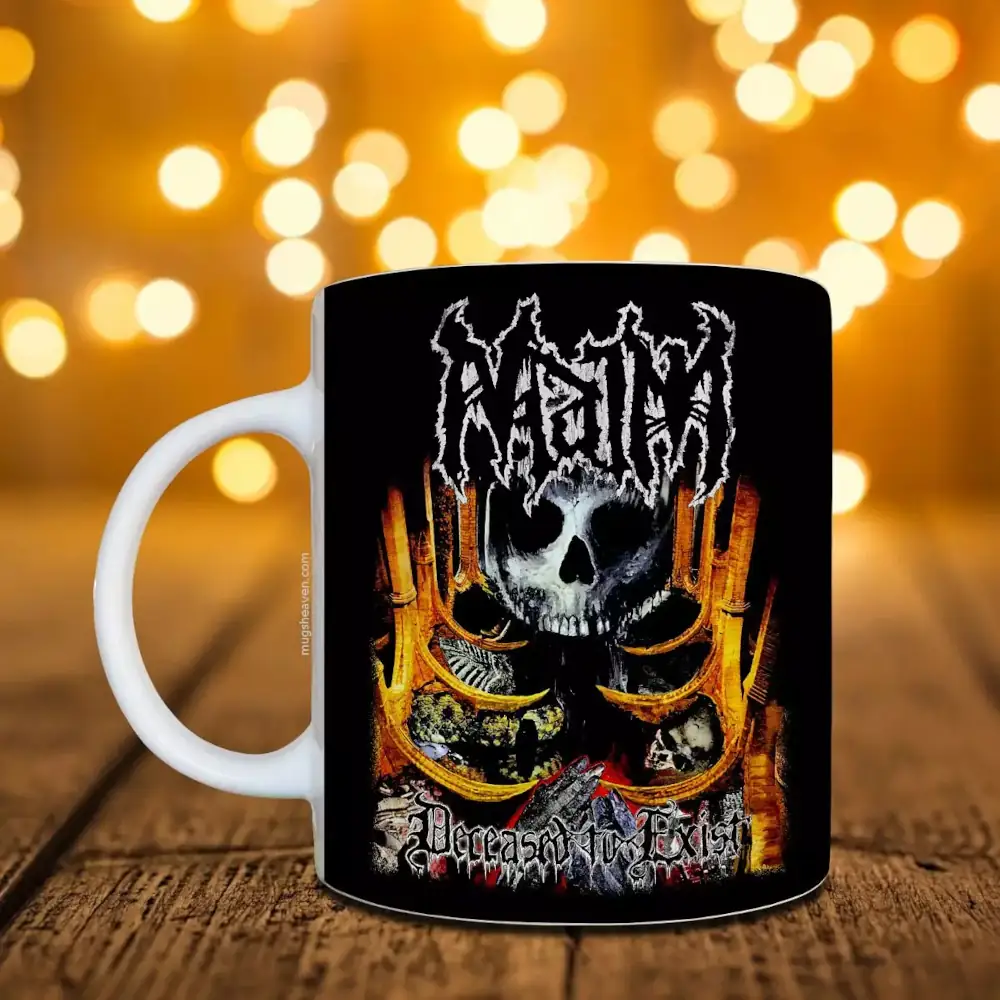 Maim Band Mug, Maim Deceased to Exist Cover Coffee Mug, Death Metal Merch